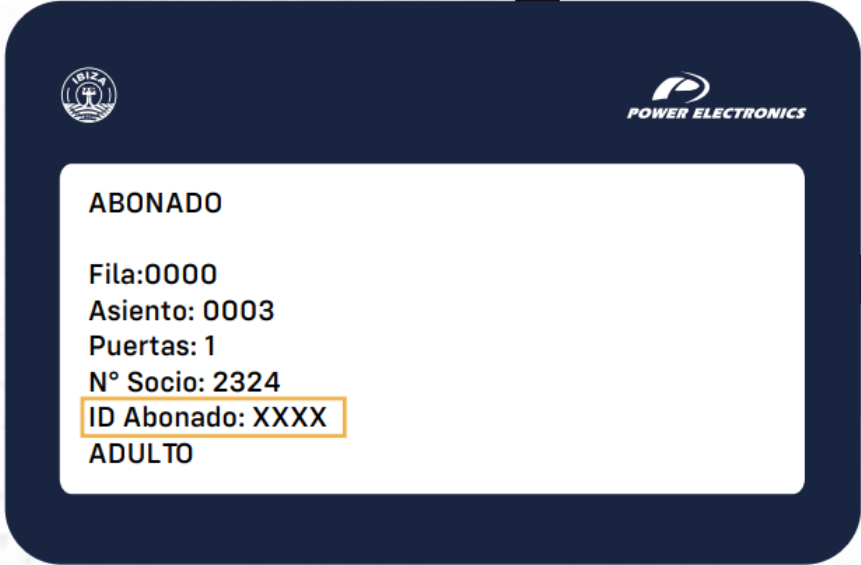 Ejemplo de localización del ID de abonado en el carnet